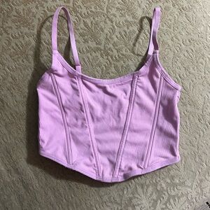 Pink Ribbed Crop Top